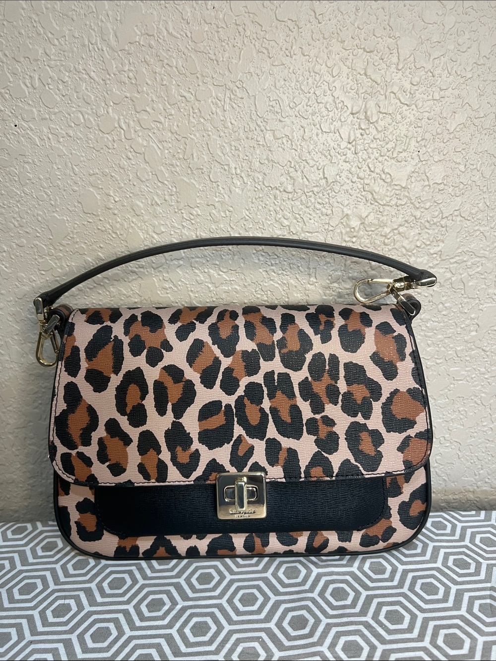 kate spade flap Crossbody spotted leopard brown mult Phoebe KH487